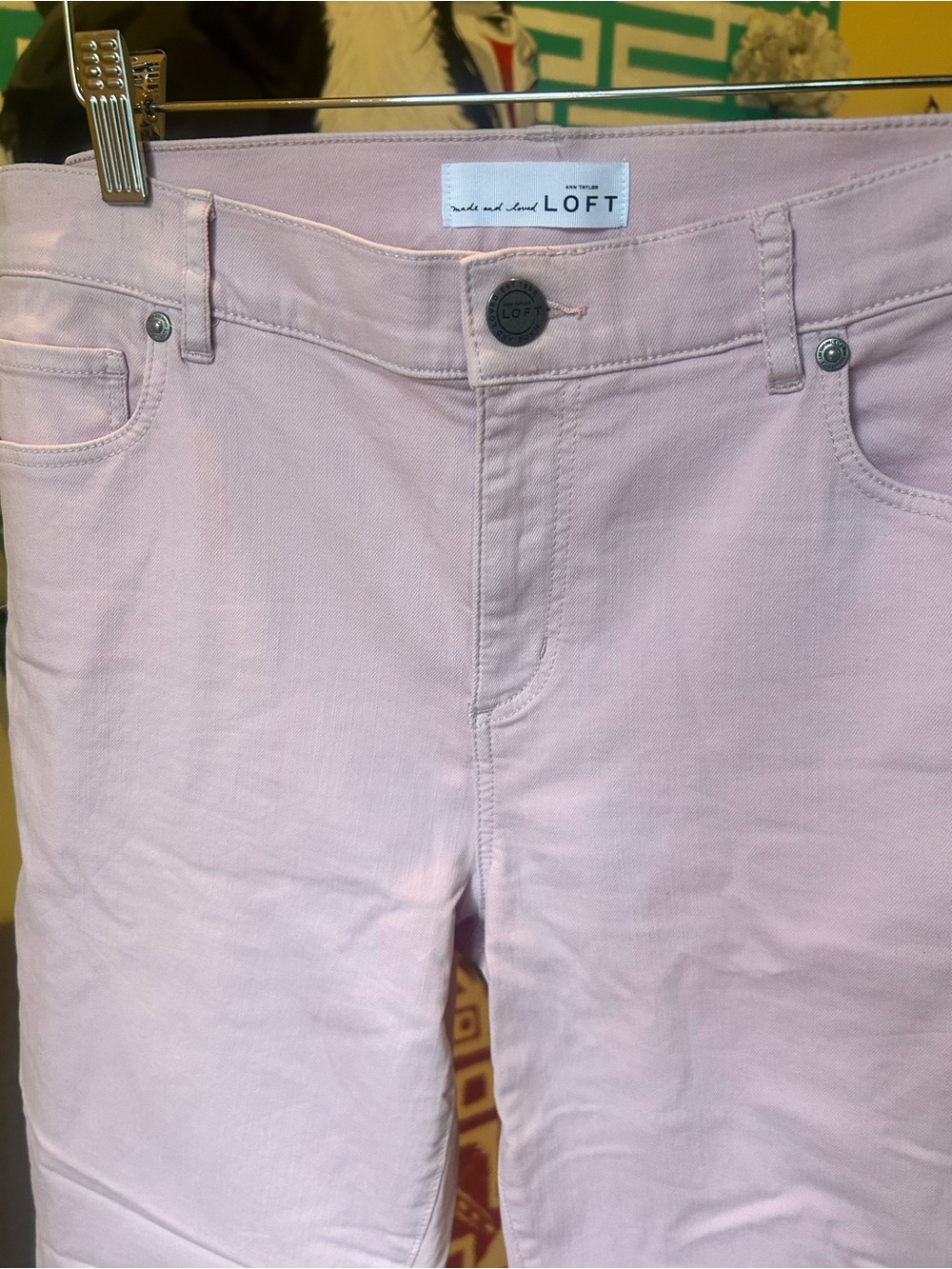 LOFT Light Pink Denim Ankle Pants